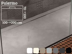 Brodzik prysznicowy z bocznÄ ewakuacjÄ, 120 cm z rynnÄ - PALERMO